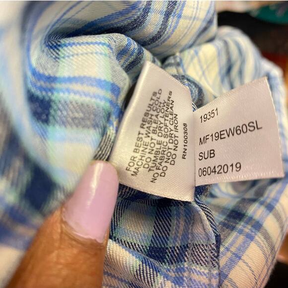 Peter Millar Blue Button Front Shirt Plaid Long Sleeve Large - Picture 4 of 8